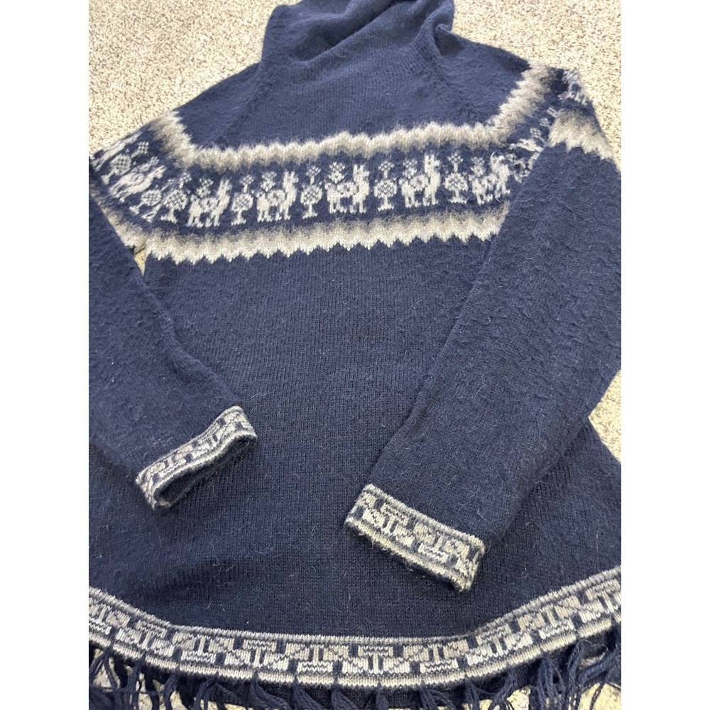 Vintage Alpaca Connection XL Hooded Alpaca Wool Tunic Mini Dress Llama Fringe - Picture 11 of 12